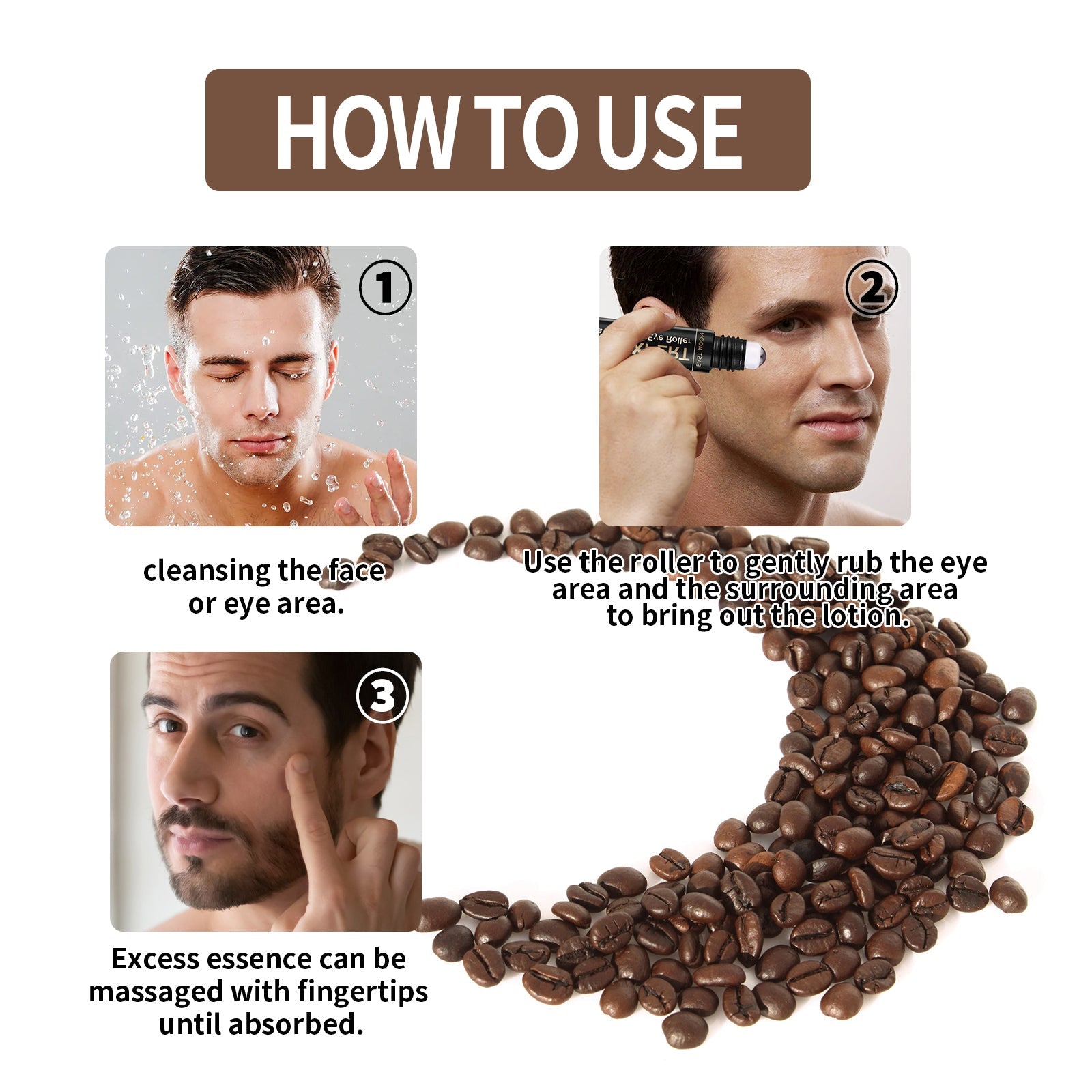 Hydrating Eye Roller For Men, Firming Lift Reduces Fine Lines, Dark Circles And Bags Under The Eyes - Korvel