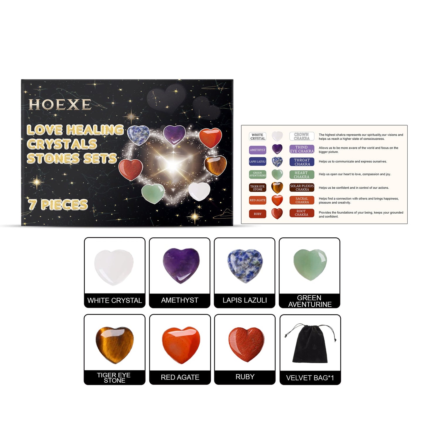 Heart-Shaped Crystal Chakra Kit