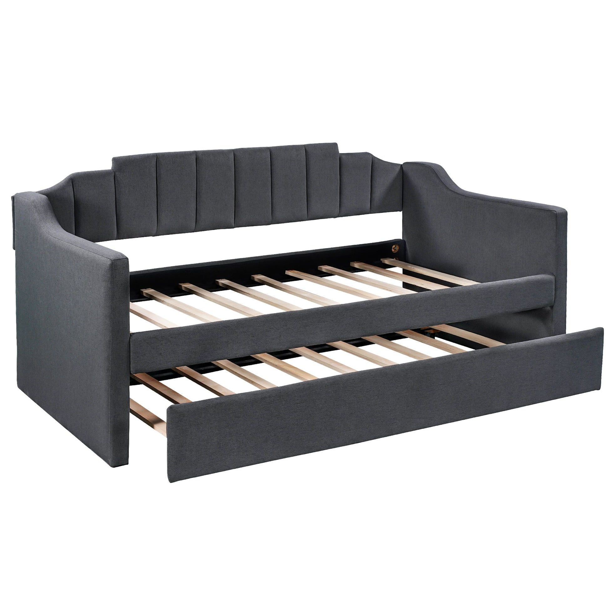 Upholstered Twin Daybed with Trundle Black - Korvel