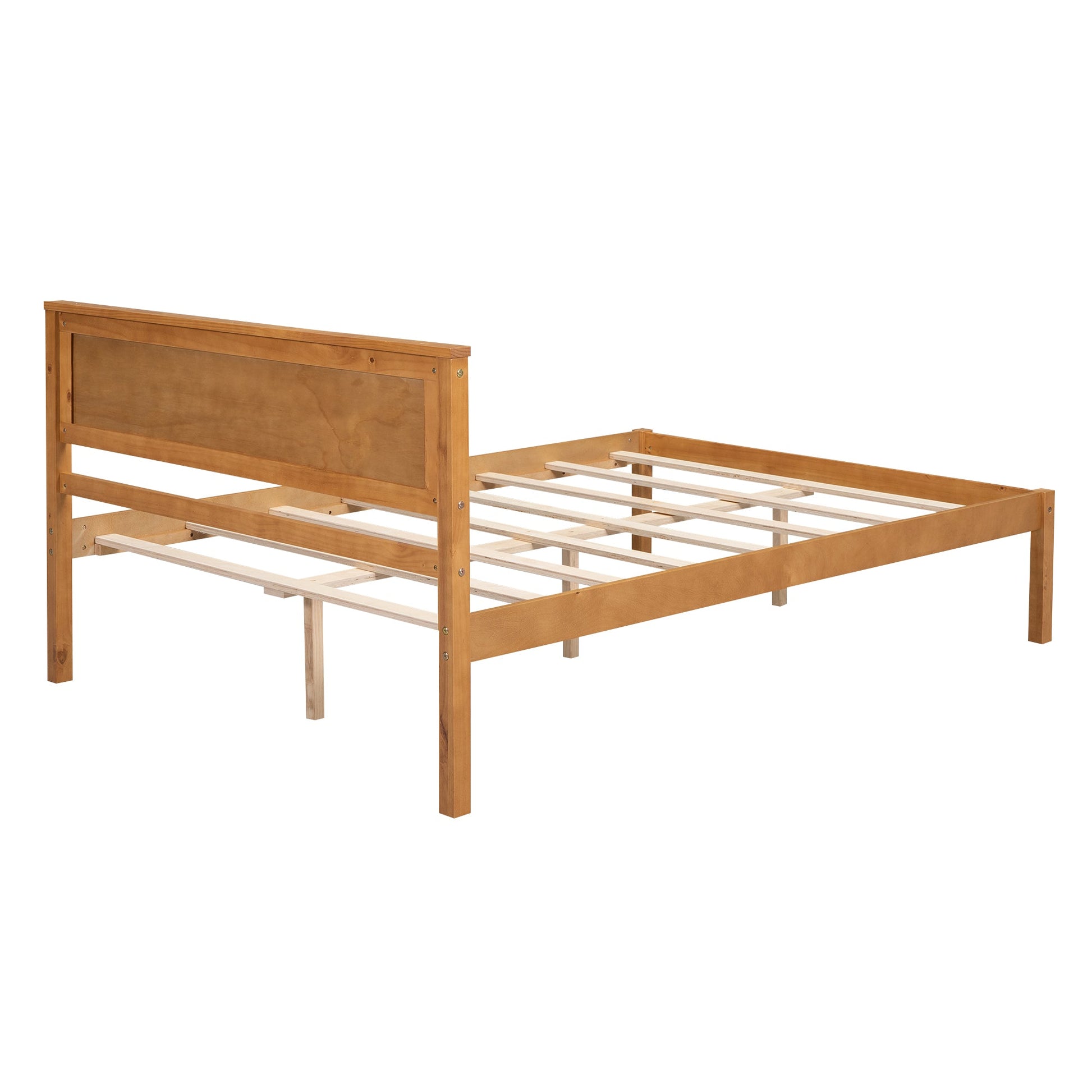 Platform Bed Frame with Headboard, Wood Slat Support No Box Spring Needed Full  Oak - Korvel