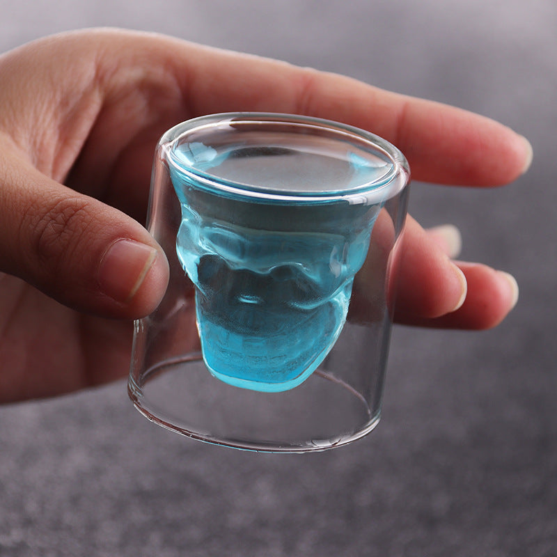 Double layered skull glass, creative bar glass, transparent insulated water glass, skull glass, beer glass, imprisoning pirates - Korvel