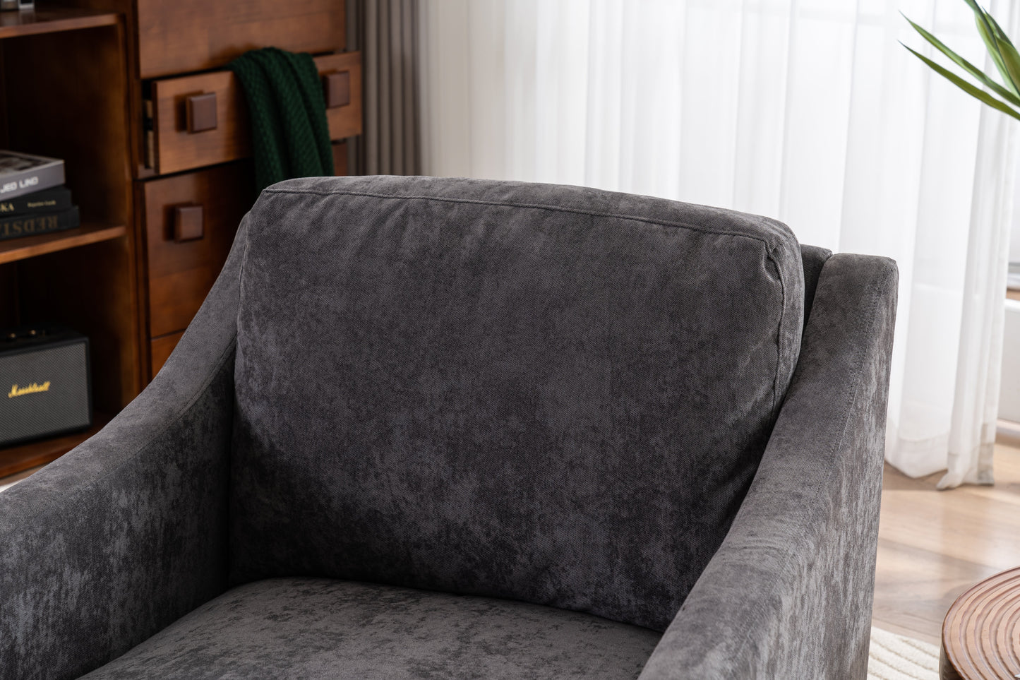 Fauteuil pivotant large avec coussin doux - Fauteuil moderne gris