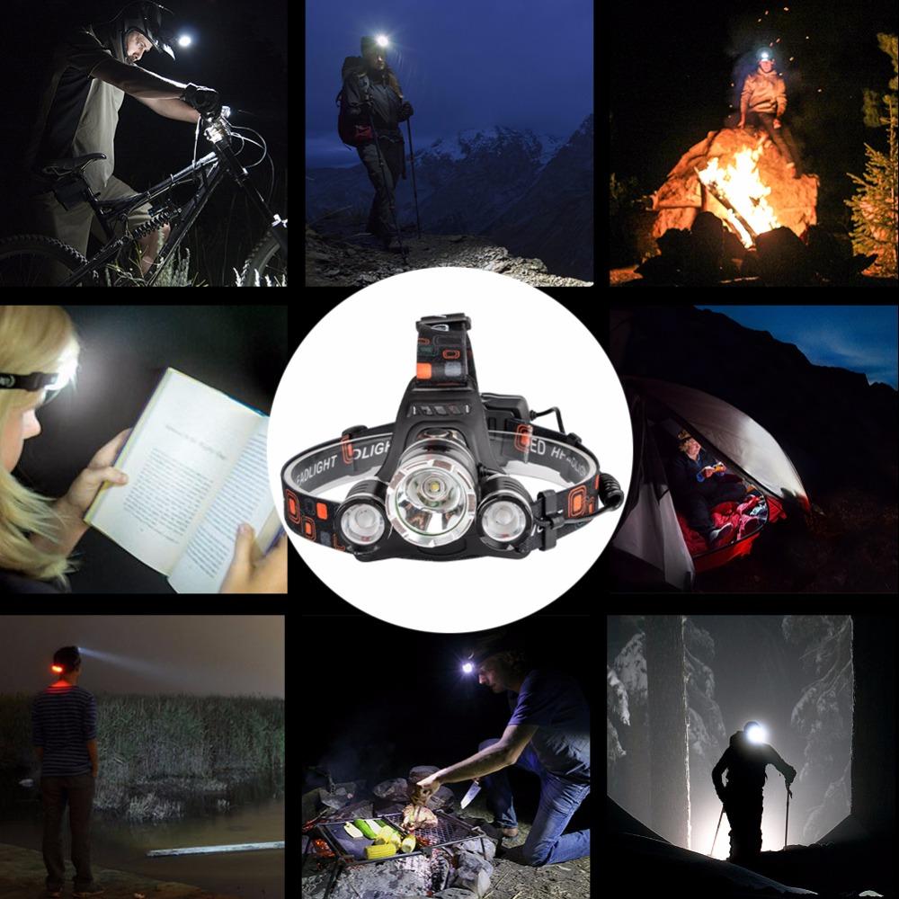 Lampe frontale LED XML T6 de 12000 lumens avec chargement USB