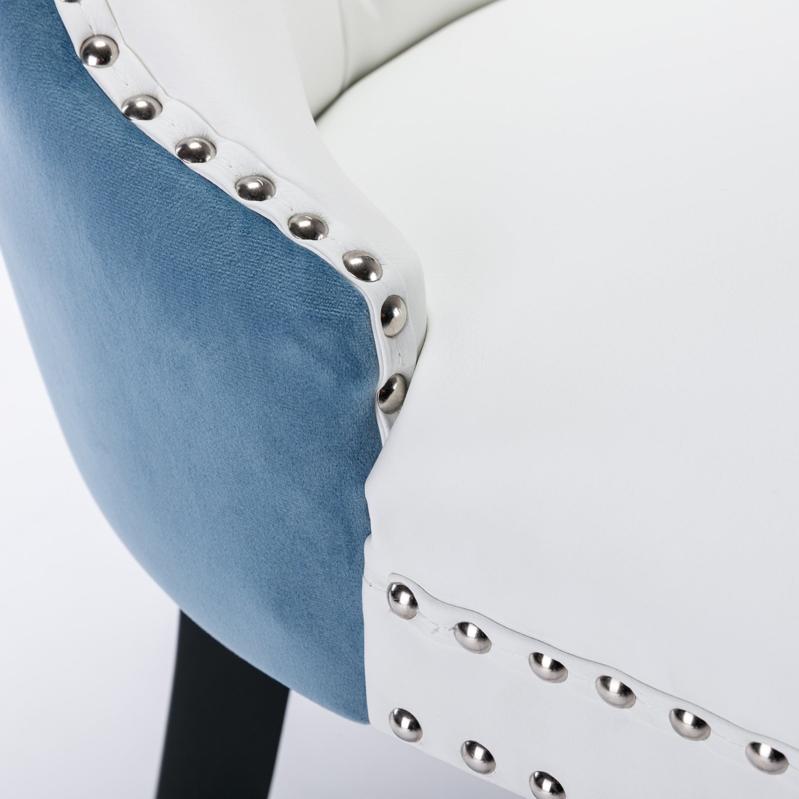 A&A Furniture Nikki Collection Modern High-end Tufted Solid Wood Contemporary PU 2-Pcs Set White+Light Blue - Korvel
