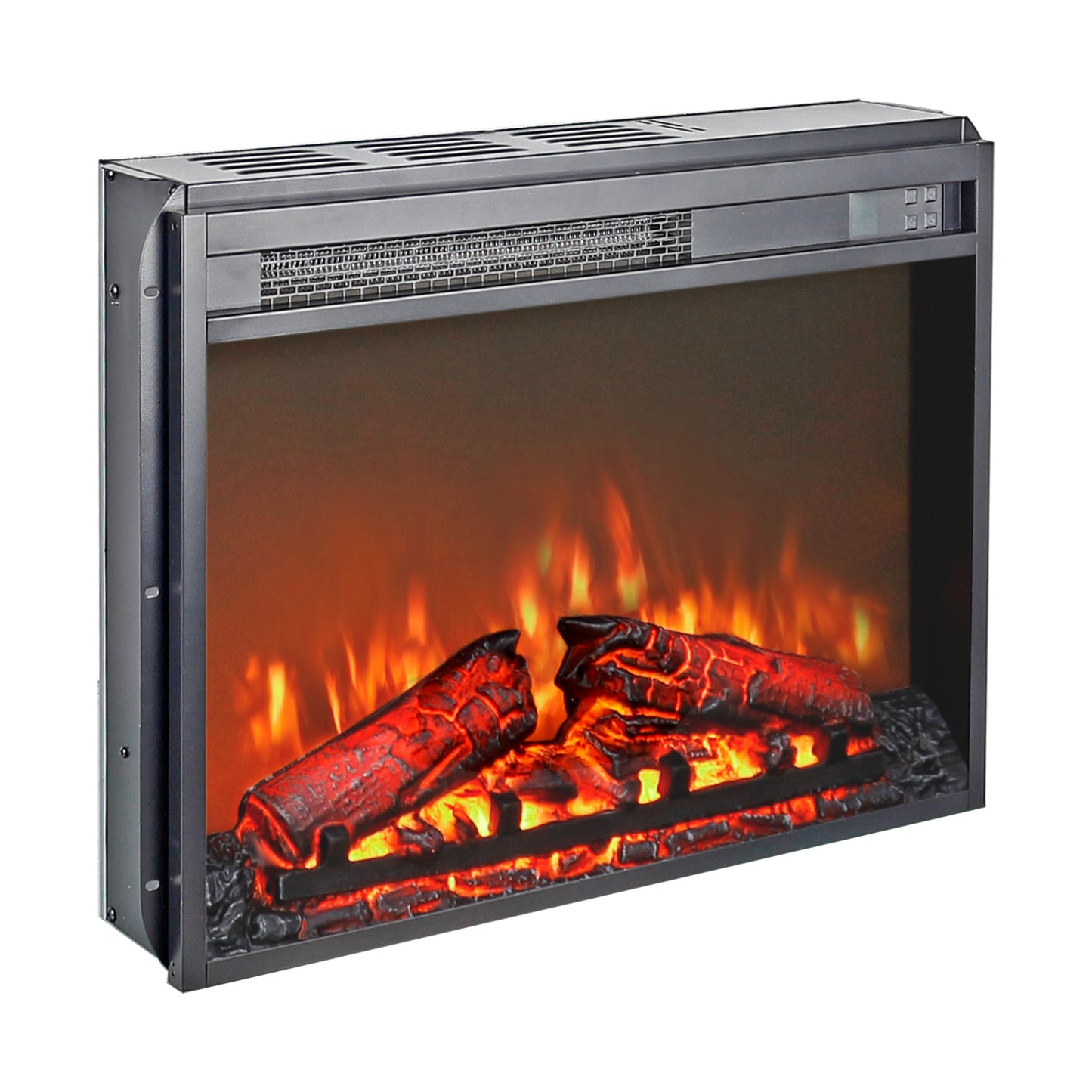 23 inch electric fireplace insert ultra thin heater with log set & realistic flame remote control - Korvel