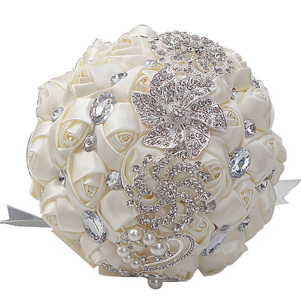 Artificial Wedding Bouquets Hand Made Flower Rhinestone Bridesmaid Crystal Bridal Wedding Bouquet - Korvel