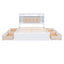 Wood Queen Size Platform Bed with Storage Headboard  Shelves and 4 Drawers  White - Korvel
