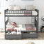 Full over Full Bunk Bed with Drawers, Convertible Beds  Gray - Korvel