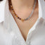 Collier en Pierre de Jaune d'Oeuf en Acier Titane