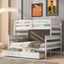 Wood Twin over Full Bunk Bed with 2 Drawers  White - Korvel