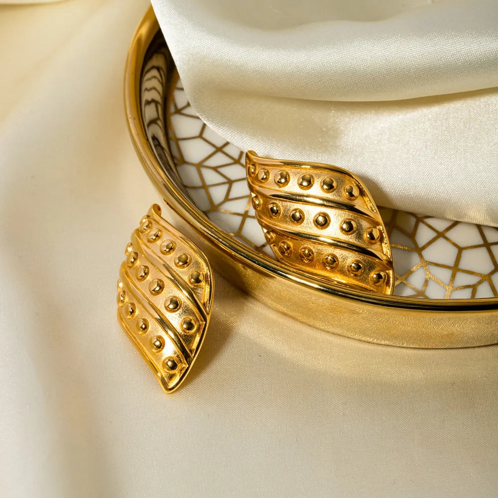 18K Gold-Plated Stainless Steel Stud Earrings - Korvel