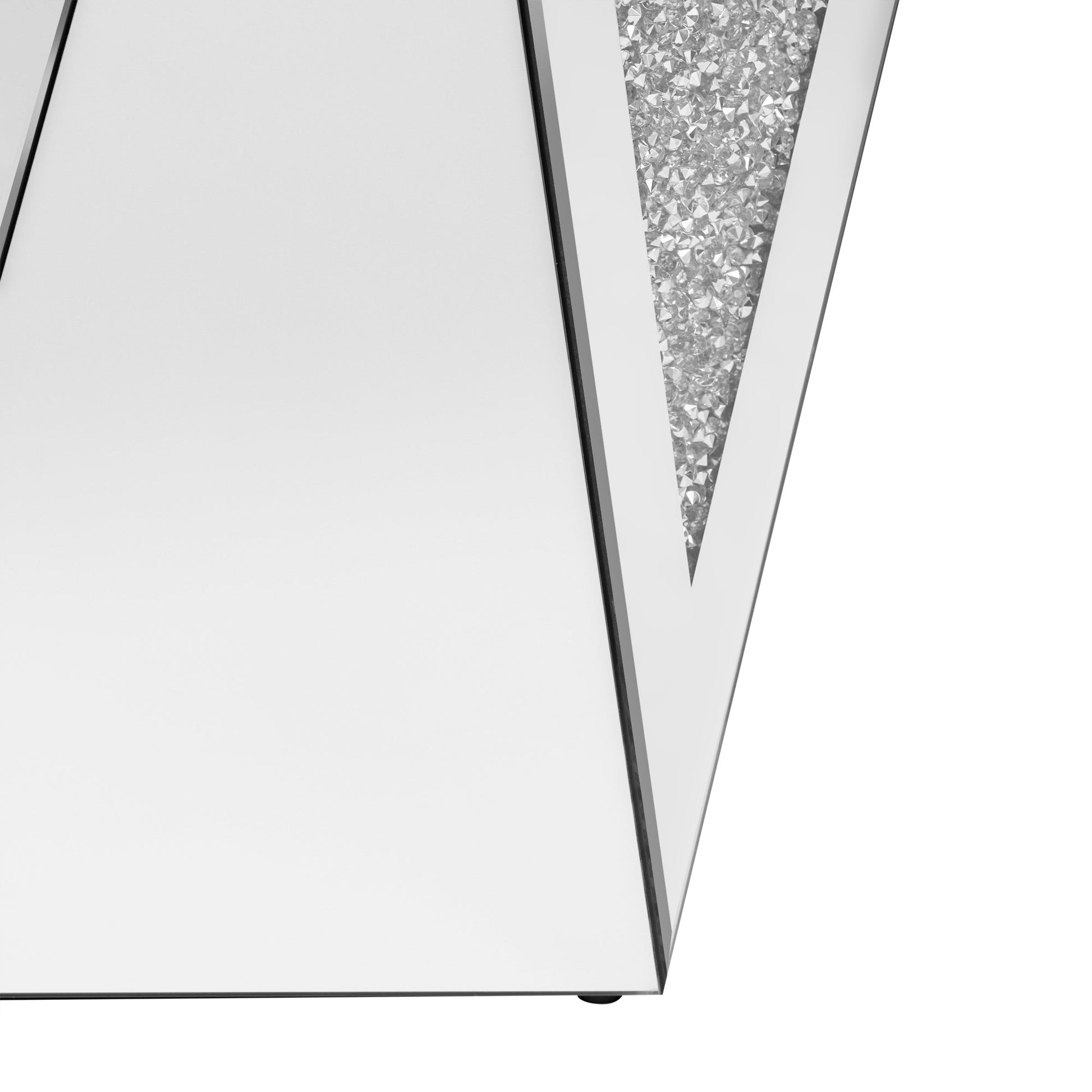 U-Can 13.8'' Silver Square Mirrored End Table, Modern Side Table with Crushed Diamond for Living Room, No Assembly Required - Korvel