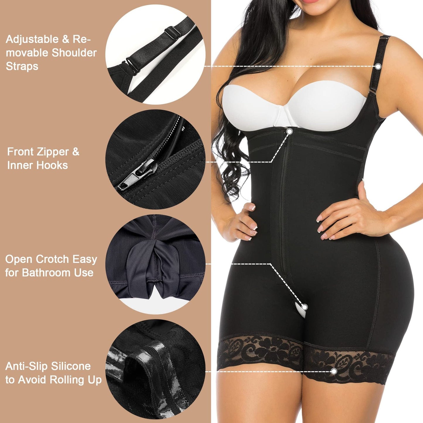 Full body shaping and body shaping bodysuits with suspenders hip lifting controls underwear tight corsets and shapewear - Korvel