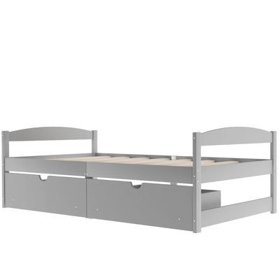 Twin size platform bed, with two drawers, gray - Korvel
