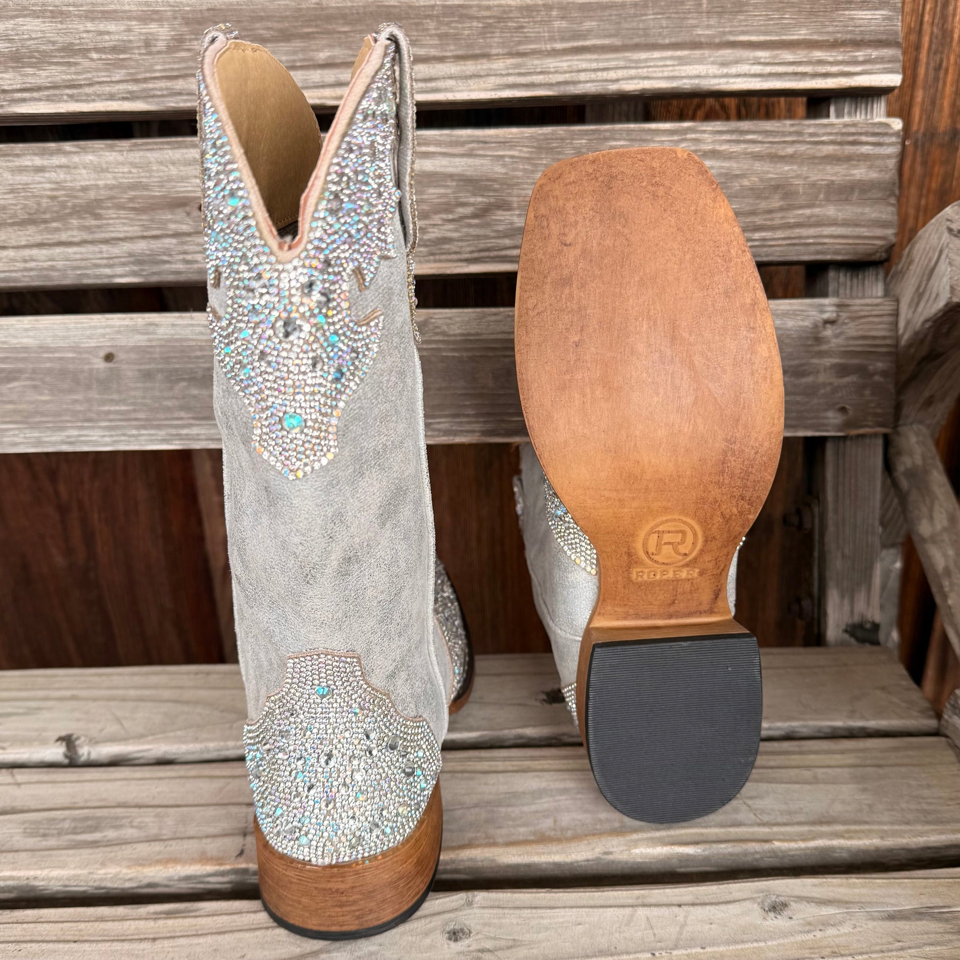 Roper Women's Silver Rhinestone Embellished Boots - Korvel
