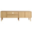 Vine TV stand with 2 cabinets and 2 open shelves, suitable for TVs under 80 inches, with solid wood legs for TV cabinets - Korvel