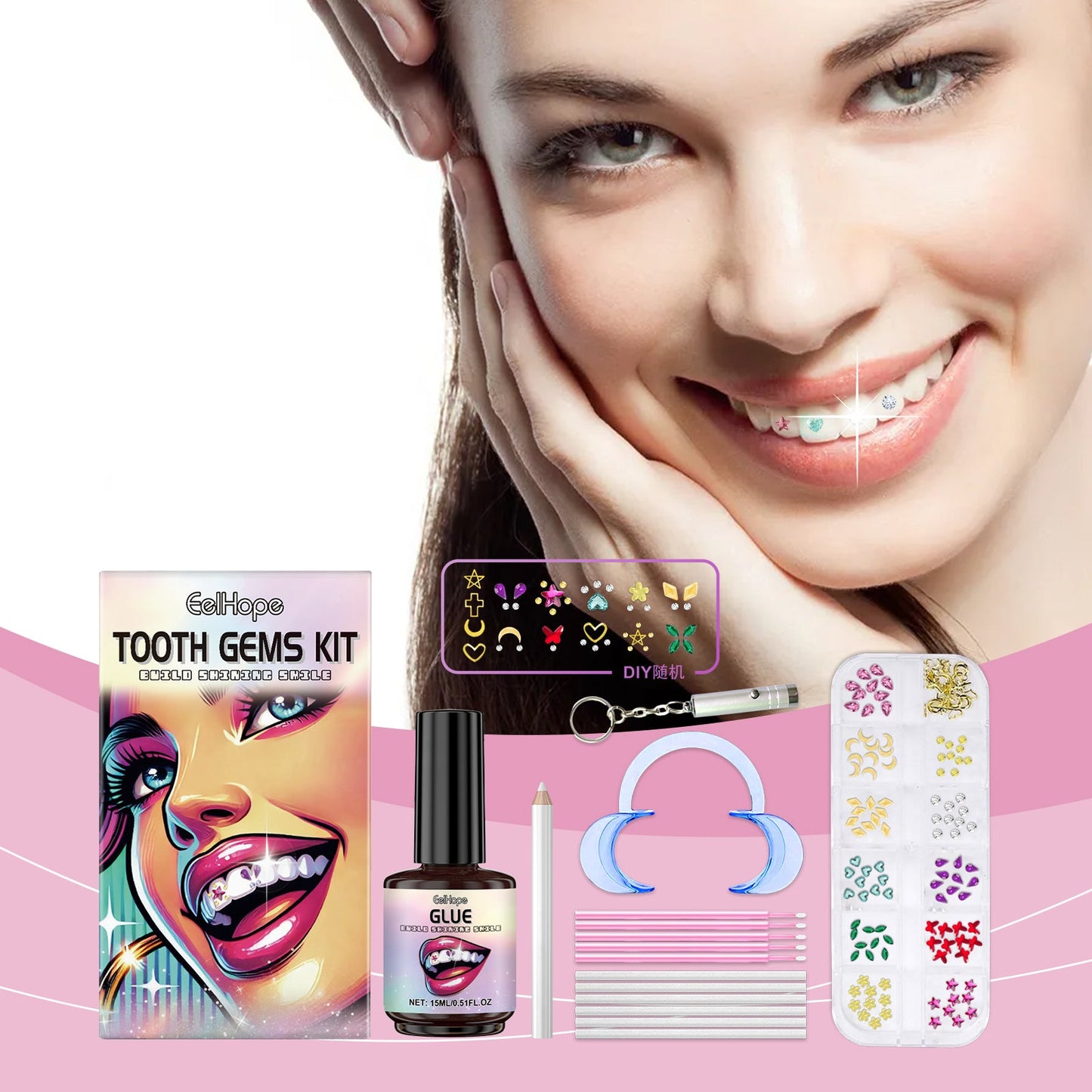 Diy Fashion Teeth Set Dental Beauty Decorative Diamond Combination Diy Shine Smile Style - Korvel