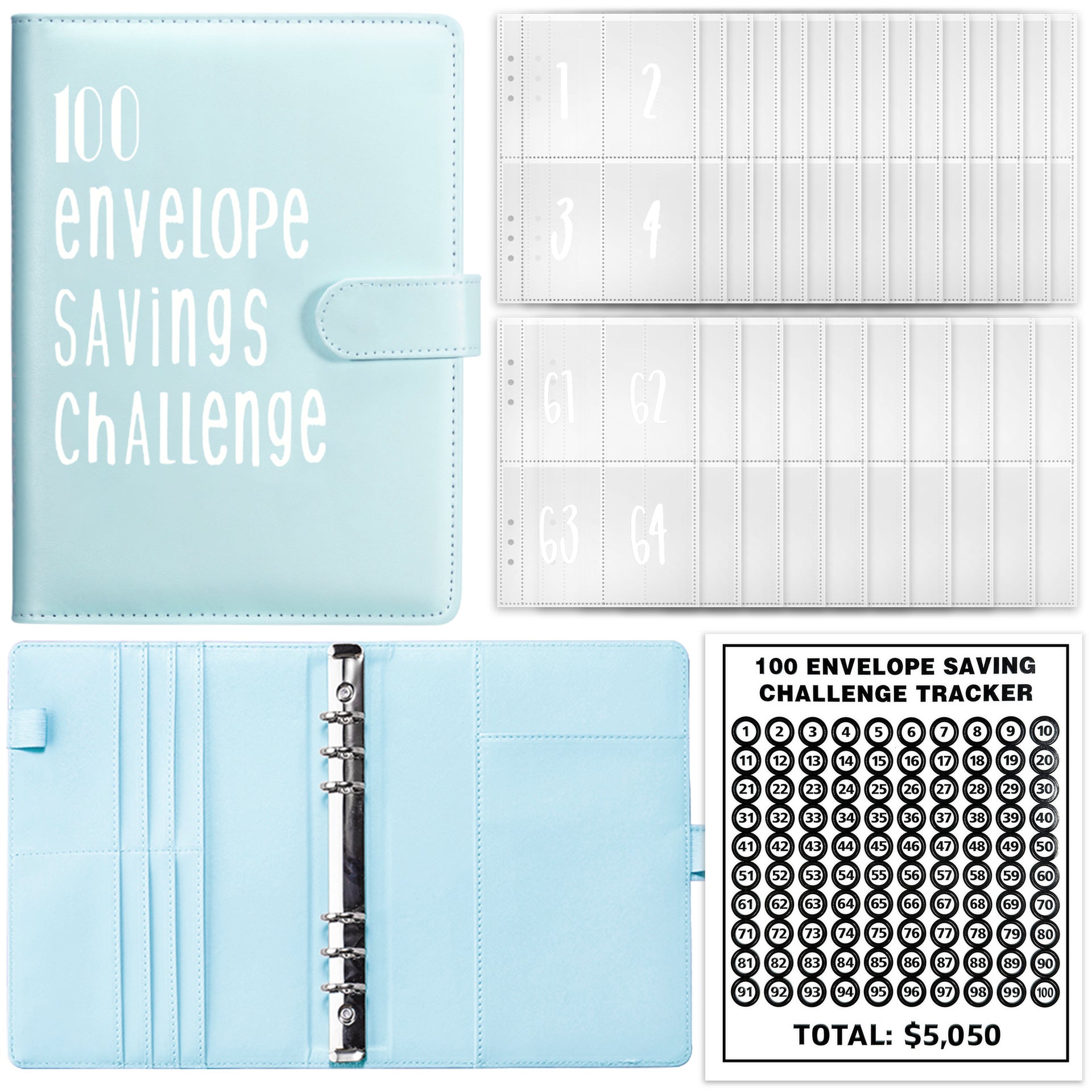 100 Day Challenge Loose leaf Notebook Couple's Savings Notebook Money Saving Envelope Budget Savings Notebook Notepad - Korvel