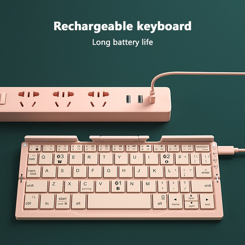 Mini Folding Keyboard Wireless Bluetooth-compatible Keyboard Foldable Keypad For Laptop Windows Android Tablet ipad Phone - Korvel