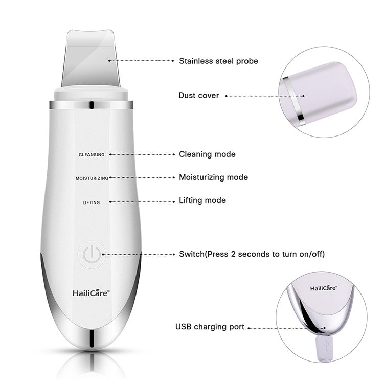 HailiCare Ultrasonic Peeling Machine To Remove Blackhead Peeling Instrument Pore Cleaning Ion Cleansing Instrument - Korvel