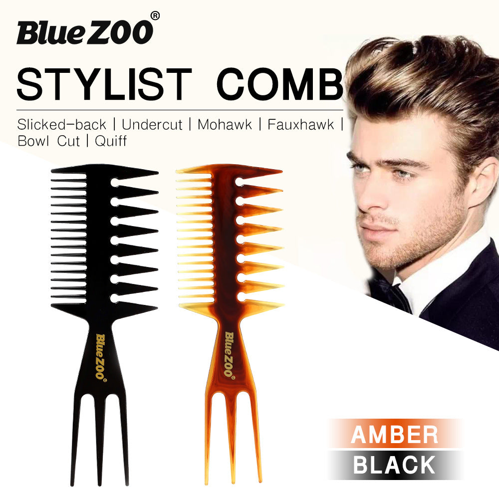 Oil Head Comb Double-Sided Fish Insert Comb Big Tooth Flat Comb Bottom Fork Comb Plate Hair Styling Comb - Korvel