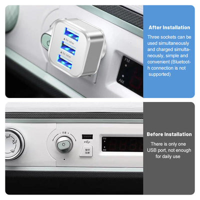 Luminous 3 USB mobile phone charging head with 1/3 expansion port, multi port USB mobile phone charger - Korvel