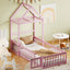Wooden Twin Size Children's Bed with Detachable Headboard, Pink