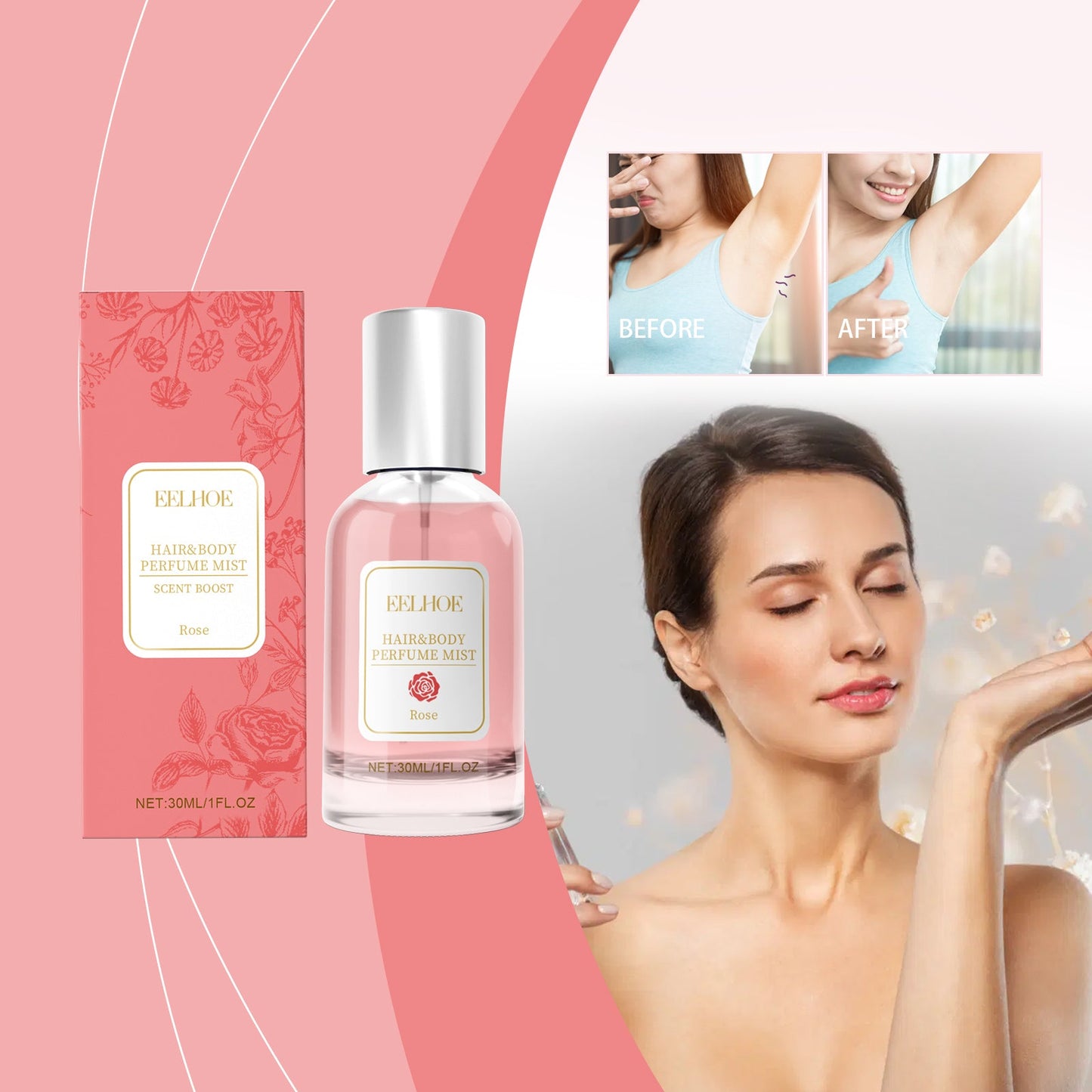 Rose Body Hair Eau De Parfum Spray Fresh And Elegant With Fragrance And Charm Perfume Spray - Korvel