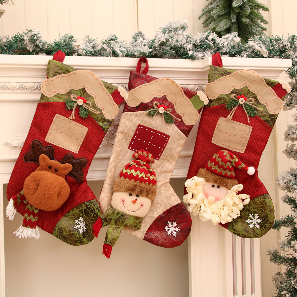3D Cartoon Christmas Stockings - Festive Holiday Decor