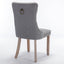 High-end Tufted Solid Wood Contemporary Flax Upholstered Linen Dining Chair with Wood Legs Nailhead Trim 2-Pcs Set Gray - Korvel