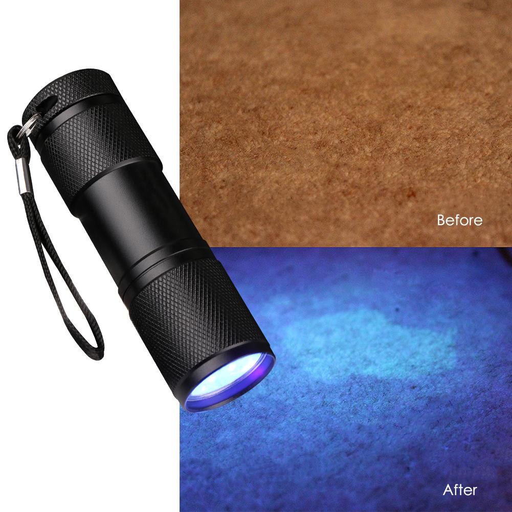 Mini Linterna UV 9LED para Detección de Tinta Invisible
