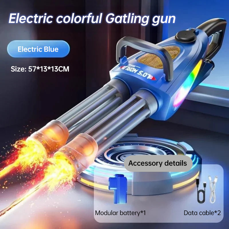 Electric LED Rotating Gatling Water Gun - Auto-Spray Blaster