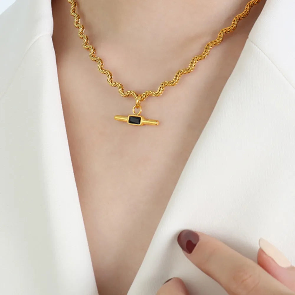 Collier Pendentif en Verre en Acier Inoxydable Élégant