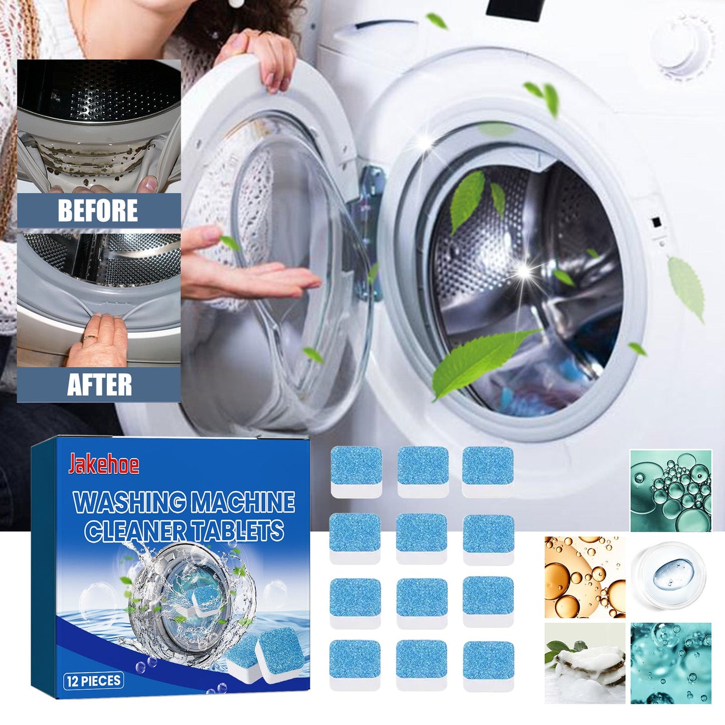 Washing Machine Cleaning Effervescent Tablet, Washing Machine Slot Stain Cleaner Effervescent Tablet Automatic Cleaning - Korvel