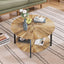 31.5 "Round Coffee Table Stand Wooden Double Layer Coffee Table with Open Storage Space and Metal Table Legs - Korvel