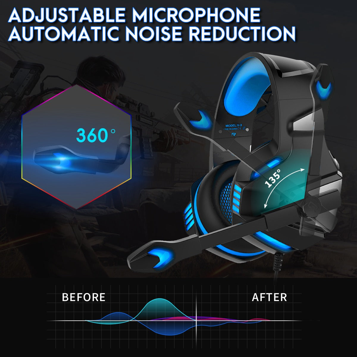 Casque de jeu filaire RGB Premium pour mobile et PC