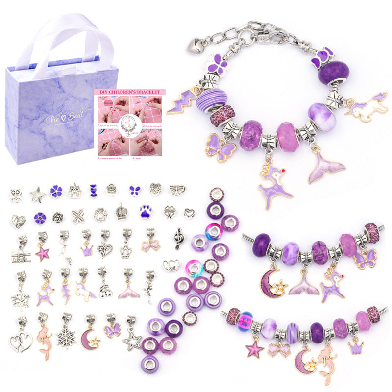 Cartoon Pink Set DIY Handmade Jewelry Children's Bracelet Women's Exquisite Gift Box Gift Bracelet - Korvel