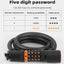 1.2M/1.8M Bike Lock Anti-theft 5 Digit Combination Password Security Lock With LED Light MTB Road Bike Steel Cable Bicycle Lock - Korvel