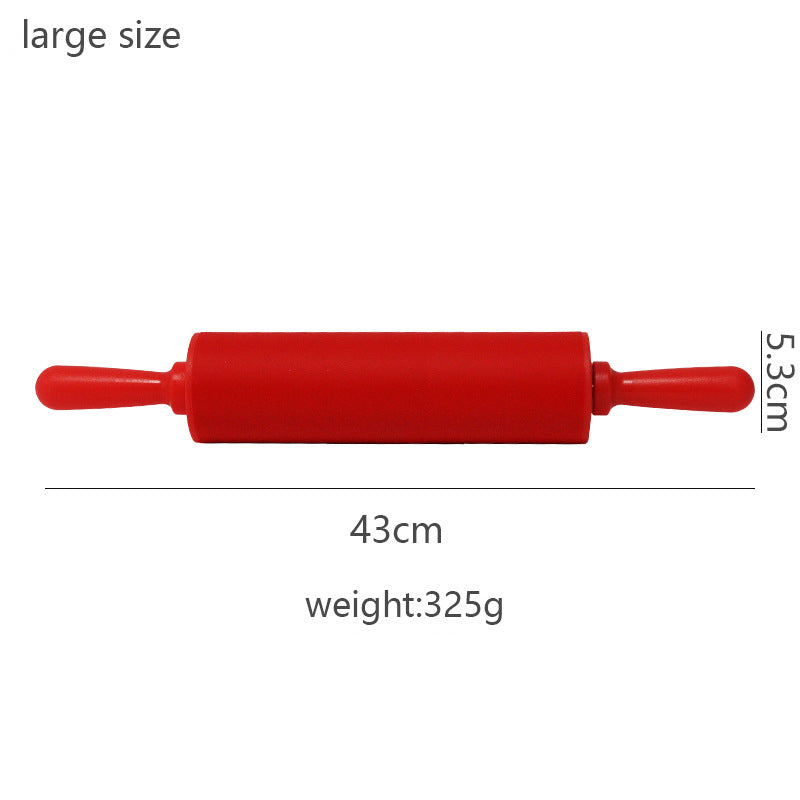 Wooden Handle Silicone Rolling Pin Rolling Pin Roller Flour Pin Small Medium And Large Household Baking Tools And Kitchenware - Korvel