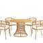 Outdoor dining set of 5 simple bamboo dinning table  PE ratten round table 110CM plastic wood top - Korvel