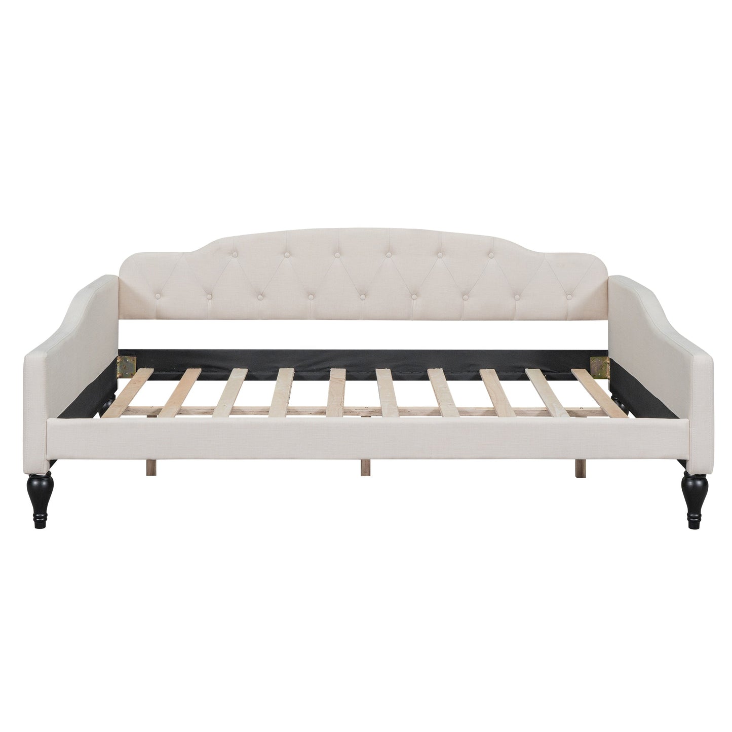 Full Size Upholstered Tufted Daybed in Beige