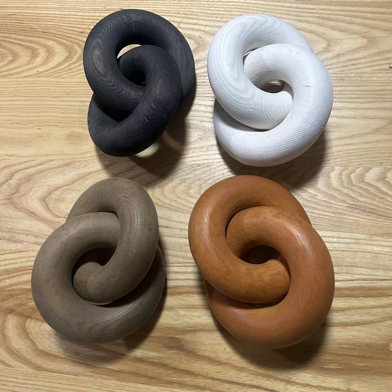 Wooden decorative chains, wooden handicrafts, home furnishings, homestay decorations, two ring buckle wooden chains, two ring wo - Korvel