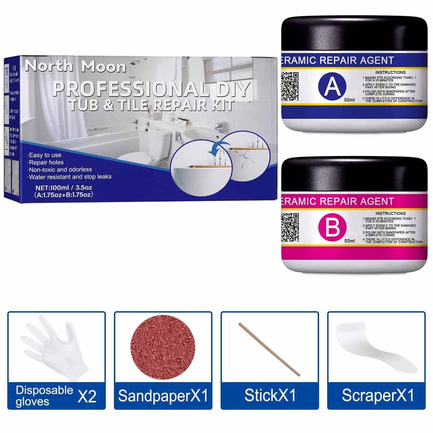North Moon Ceramic Floor Tile Repair Agent - 50ml AB Glue