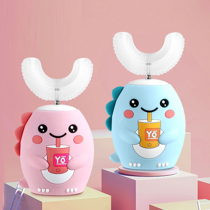 U-shaped electric toothbrush children's rechargeable 2-6-12-year-old rechargeable baby toothbrush U-shaped little dinosaur child - Korvel