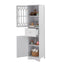 Elegant Tall Bathroom Cabinet with Adjustable Shelf - White