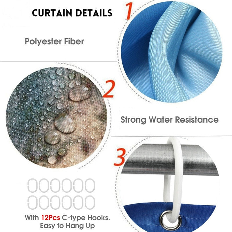 Hot HD Digital Printing Polyester Waterproof Polyester Flower Bathroom Hotel Shower Curtain - Korvel
