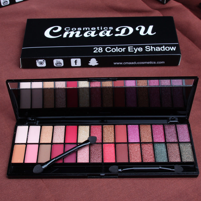 CmaaDU 28 Color Eyeshadow Palette Beginners Makeup Matte Pearlescent - Korvel