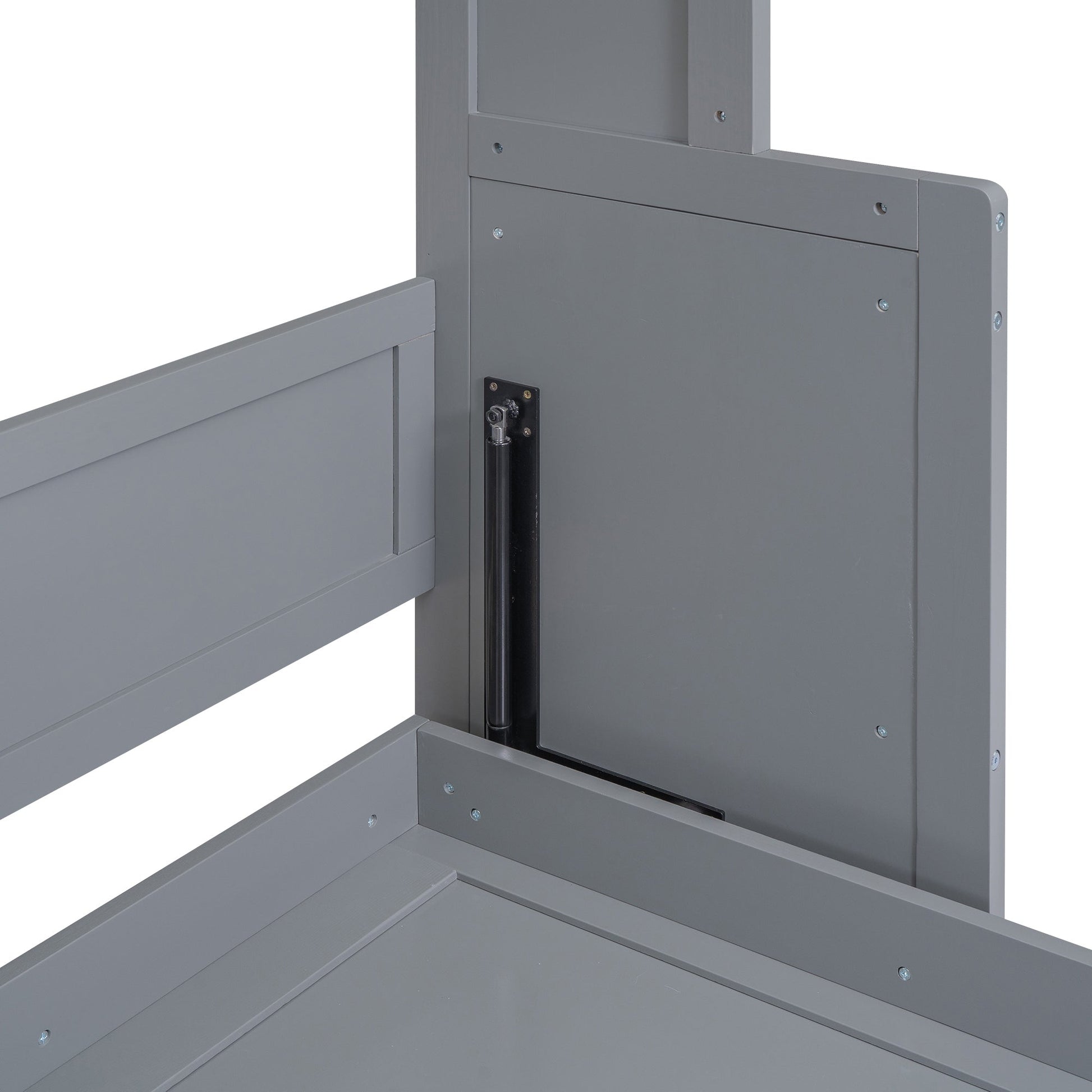Queen Size Murphy Bed with a Shelf, Gray - Korvel