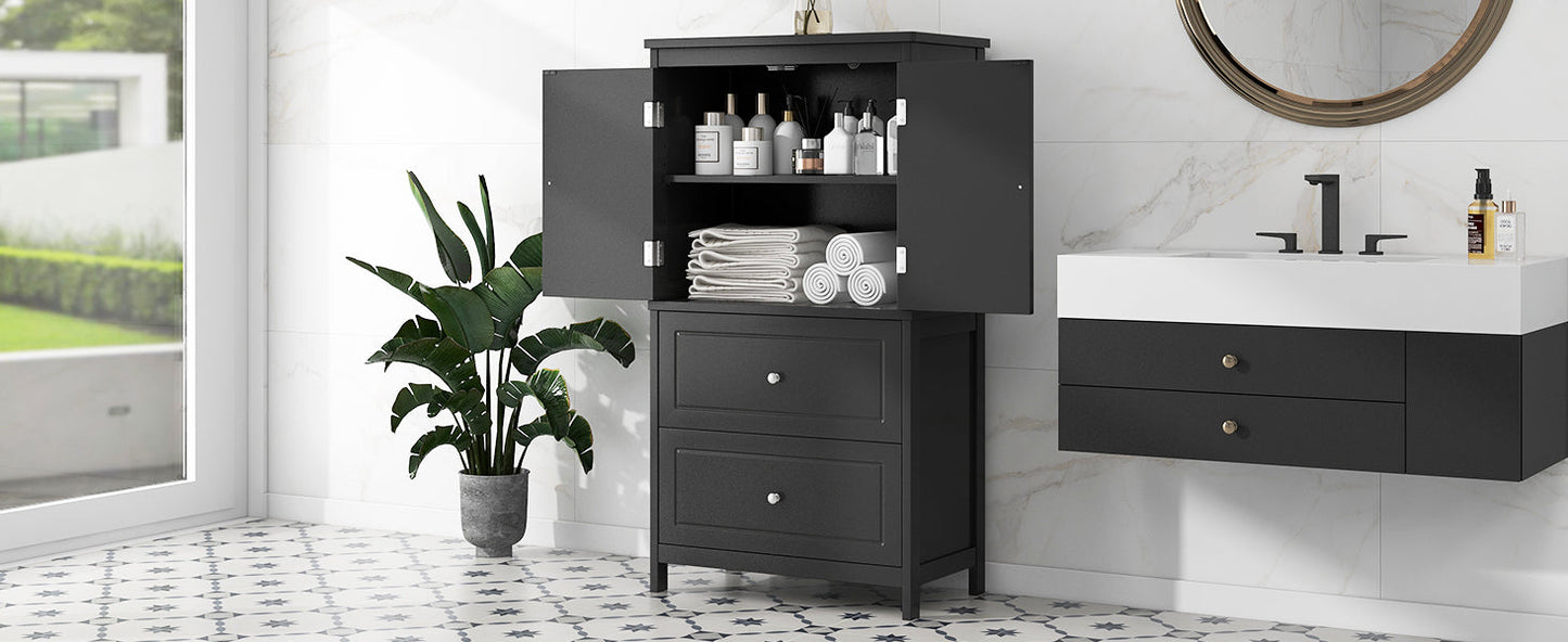 Armoire de rangement de salle de bain noire élégante avec étagère réglable