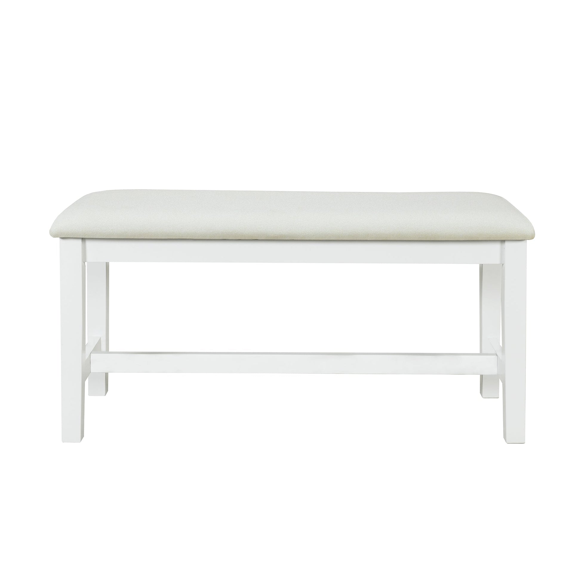 TOPMAX Farmhouse 6-Piece Trestle Dining Table Set with Upholstered Dining Chairs and Bench  59inch, White - Korvel